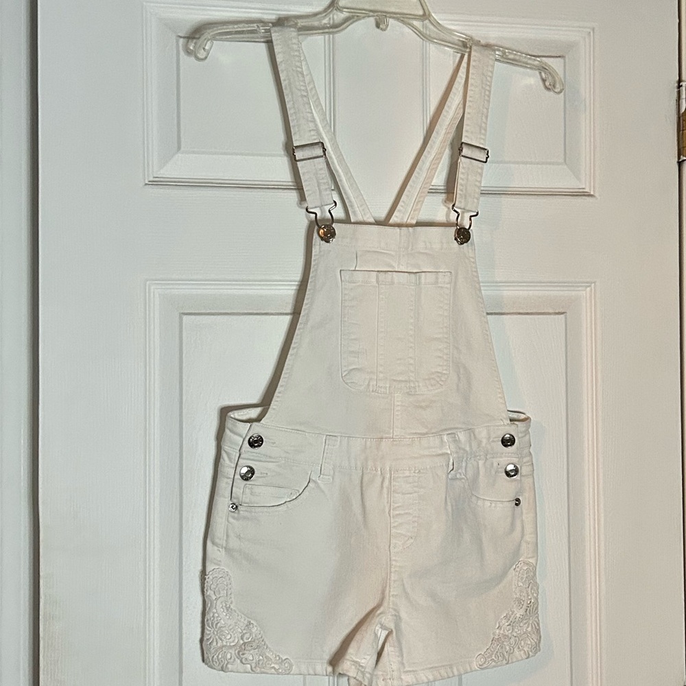 Justice white overall shorts